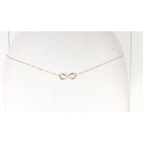 Gold metal infinity symbol chain link dainty lightweight skinny belly chain belt